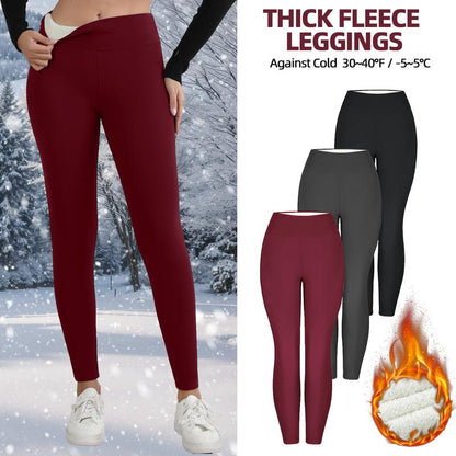 CHRLEISURE 3PCS Winter Warm Fleece Lined Leggings High Waist Women Workout Wear for Yoga Riding Casual Wear in Red Black & Gray